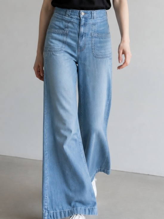 Pilcro Denim - Pilcro By Anthroplogie Light Blue Wide-Leg High-Rise Jeans